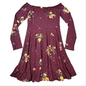 Nine Britton brand off shoulder maroon plum dress